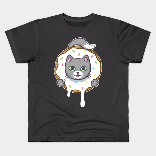 Donut Cat Kids T-Shirt by stephen0c